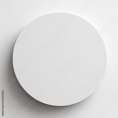 Minimalist White Circle on Textured White Background, Modern Aesthetic Still Life