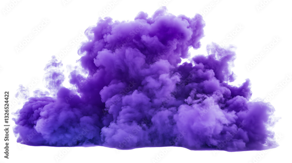 Fototapeta premium Dreamy purple fluffy cloud isolated on a transparent PNG background for creative design and digital art projects