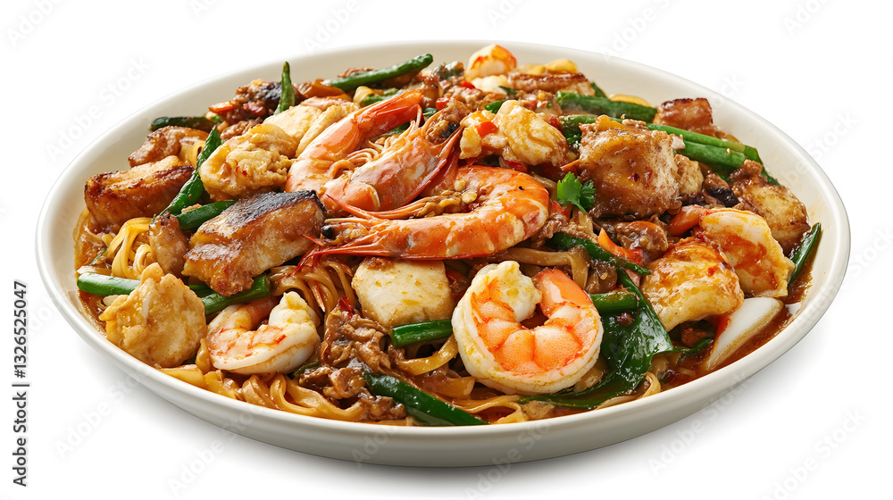 Delicious Seafood Stir-Fry with Noodles and Vegetables Delicious Seafood Stir-Fry with Noodles and Vegetables