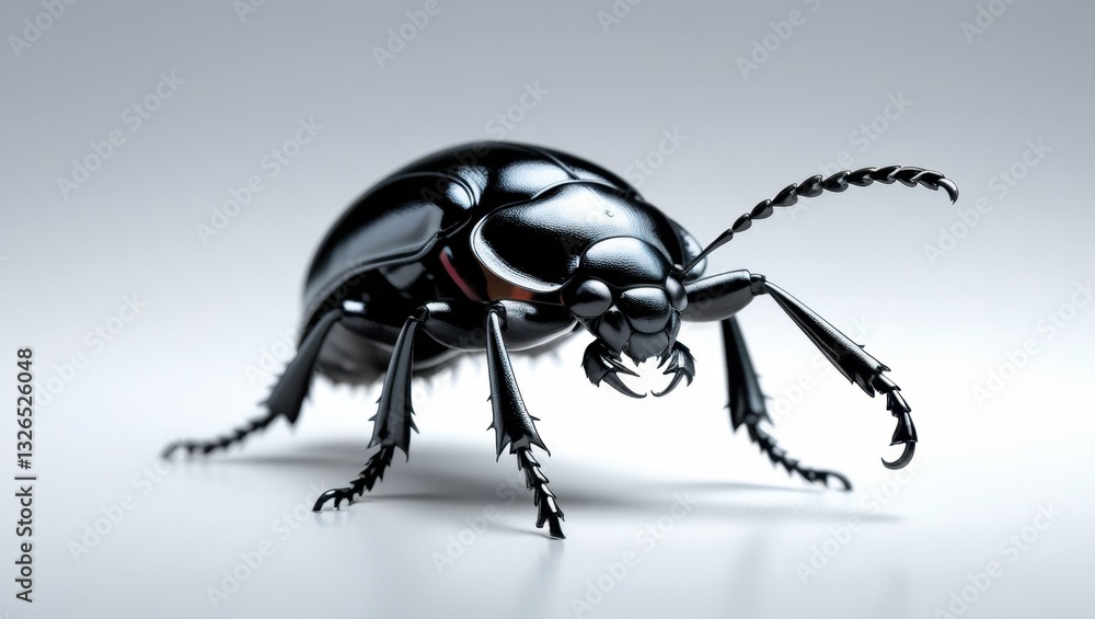 Detailed Black Beetle Close Up, Shiny Exoskeleton, High Resolution Pixel Art, White Background Detailed Black Beetle Close Up, Shiny Exoskeleton, High Resolution Pixel Art, White Background