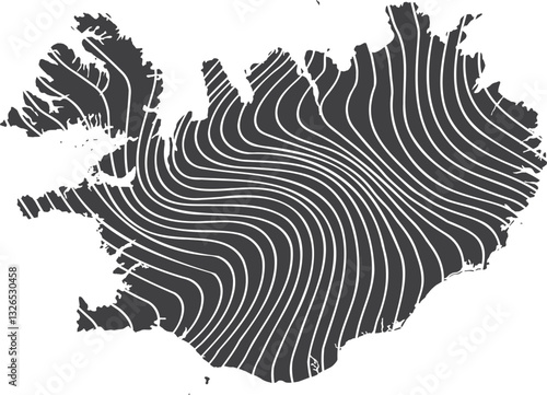 abstract map of Iceland with wave pattern	
