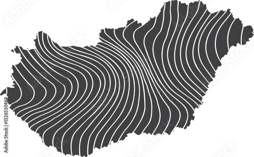abstract map of Hungary with wave pattern	
