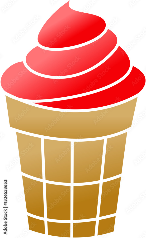 Ice Cream Icons Set, Red Colorful Cones, Popsicles, and Desserts Collection Ice Cream Icons Set, Red Colorful Cones, Popsicles, and Desserts Collection