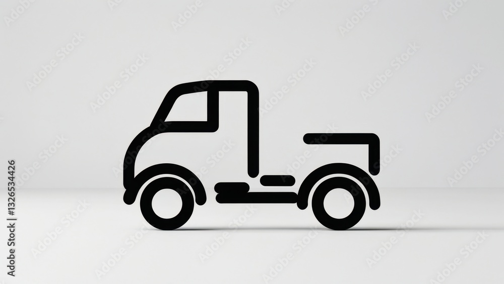 Fototapeta premium Sleek Black Truck Outline Icon on White Background
