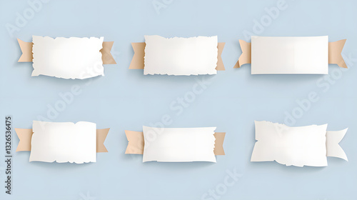 Wallpaper Mural Professional Paper Banners Set With Sticky Tape Illustration Isolated on White Background Torontodigital.ca