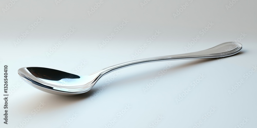 Sleek metallic spoon resting on a smooth surface with a reflective finish showcasing its elegant design