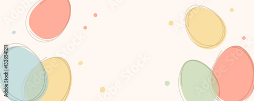 Happy Easter festive background. with color Easter eggs. Cute graphic template for Easter holiday greetings and invitations. Vector illustration.