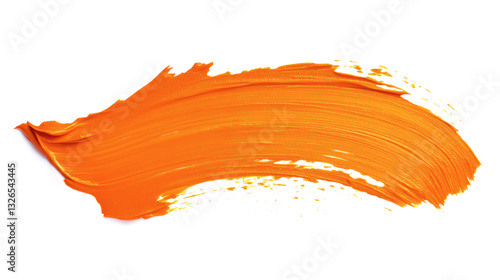 Acrylic orange paint brush strokes, vector bright spiral gradient waves of 3d paint brush texture background. Digital painted paintbrush color paint strokes and smudges isolated on white background