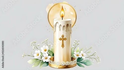 illustration of a white Communion candle
