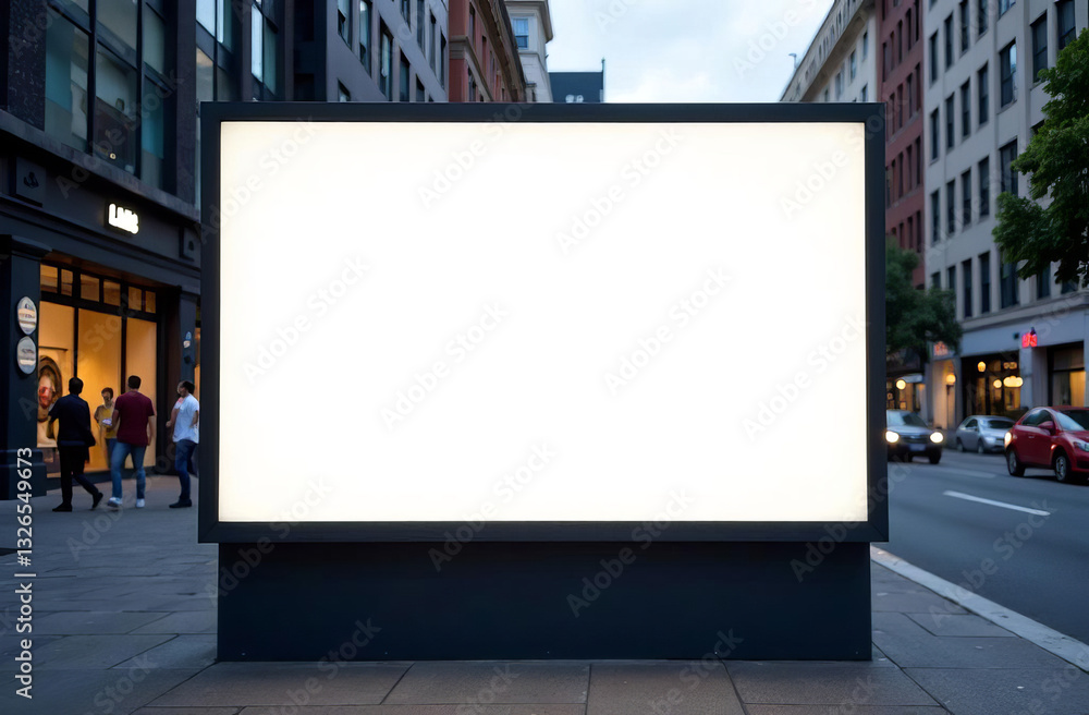 Empty urban panel screen banner. Billboard mock-up city outdoor poster blank street ad sign. 