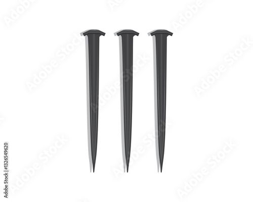 vector design of three ancient black nails which were usually used in Roman times