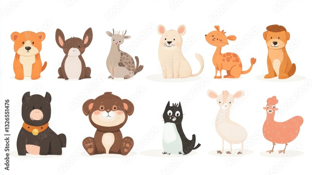 Fototapeta premium Cute Cartoon Animal Characters