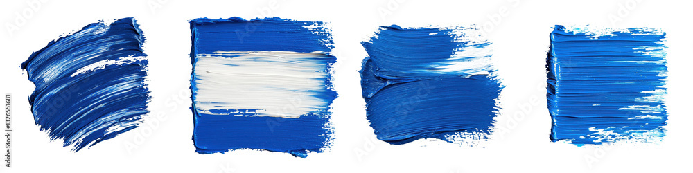Fototapeta premium Vibrant brushstrokes of brilliant blue teal and white hues create an abstract textured and dynamic background or surface The paint strokes splatters and blots give a creative expressive