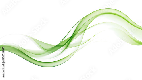 Abstract green wave design on white background. Color flow liquid wave for design brochures, and websites. Abstract flowing curves in green waves against a gradient isolated on a white background