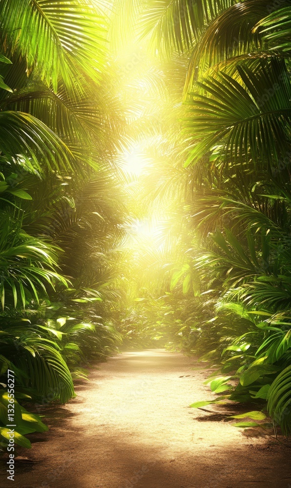 A serene path through lush greenery, illuminated by soft sunlight, creating a tranquil and inviting atmosphere. A serene path through lush greenery, illuminated by soft sunlight, creating a tranquil and inviting atmosphere.