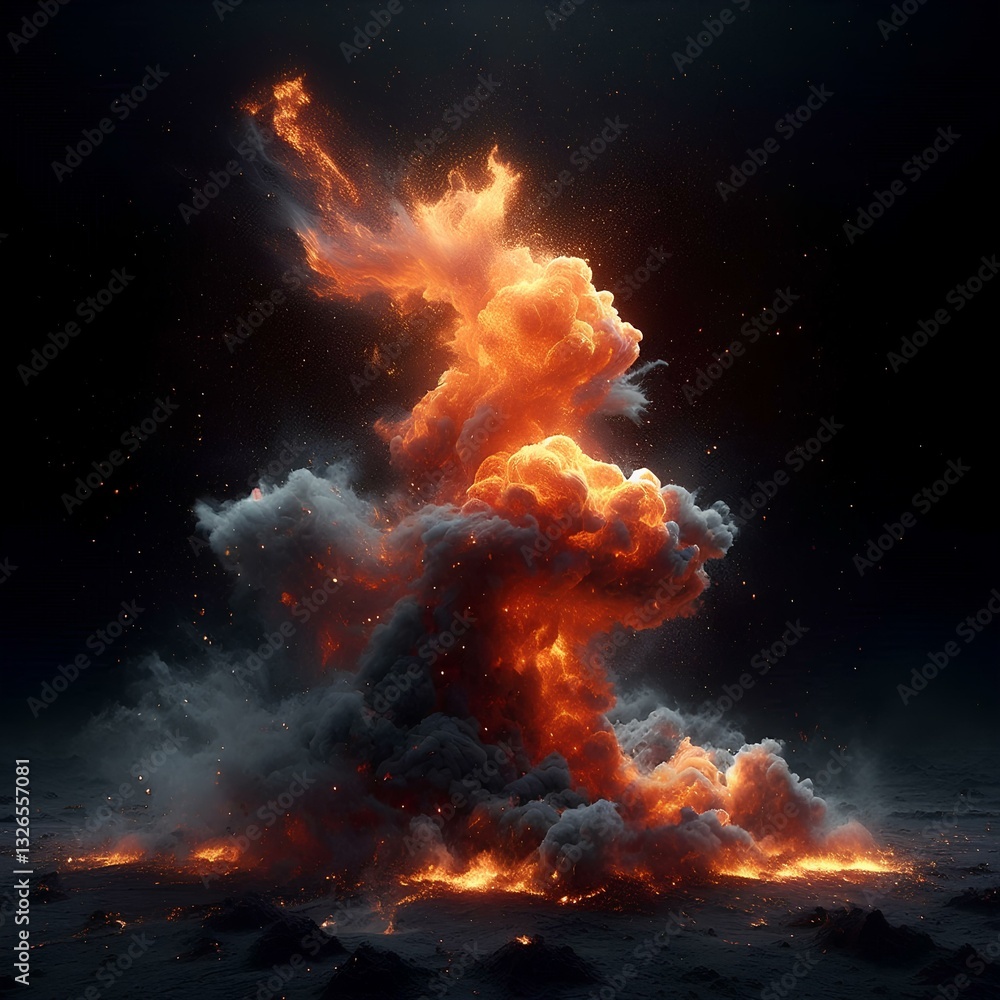Obraz premium Scorching Heatwave Explosion with Embers and Ashes