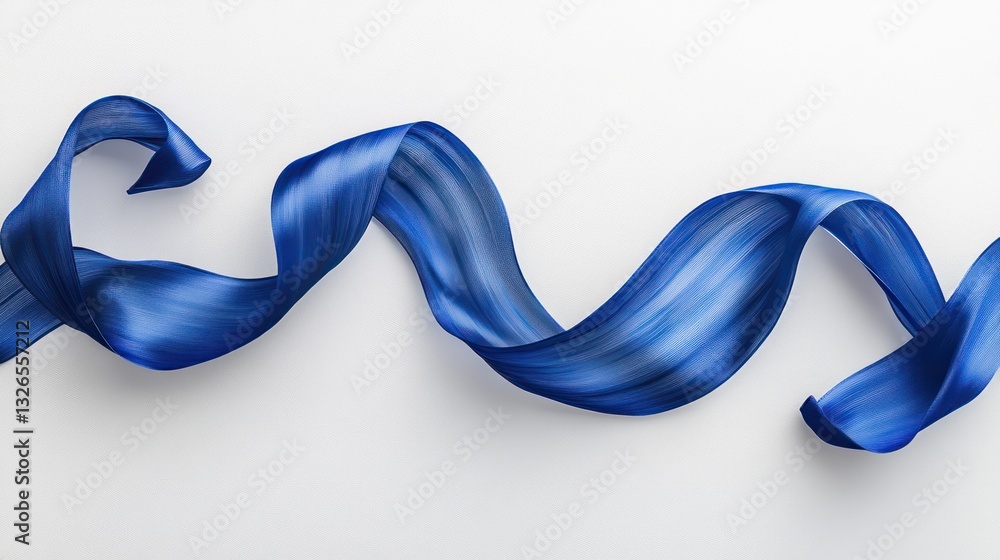 Fototapeta premium Abstract blue ribbon swirl on white background.