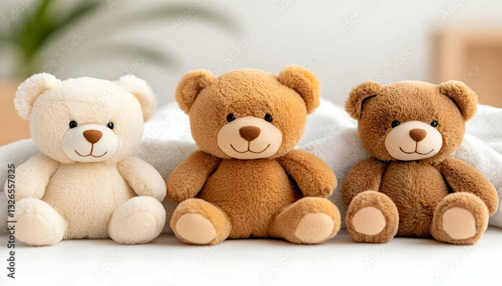 Obraz premium Three teddy bears in a row