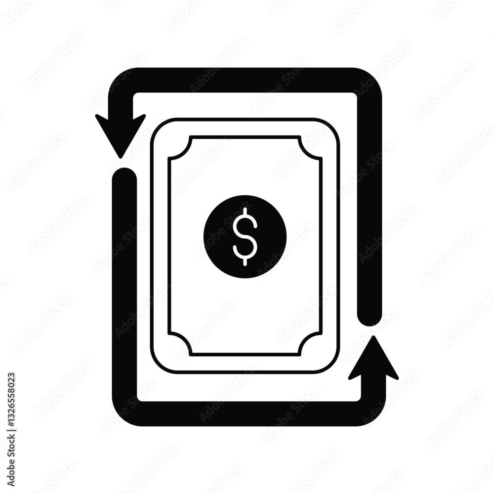 refund glyph outline icon with white background vector stock illustration refund glyph outline icon with white background vector stock illustration