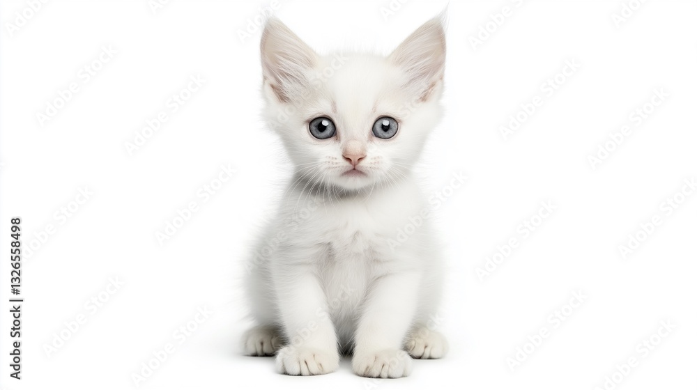 Adorable White Kitten with Blue Eyes Adorable White Kitten with Blue Eyes