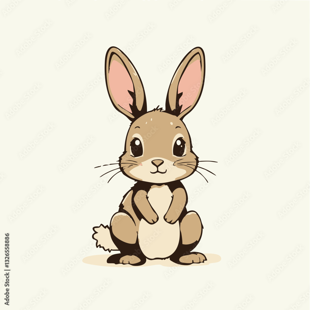 Obraz premium Cute Cartoon Rabbit Sitting Illustration. Vector image