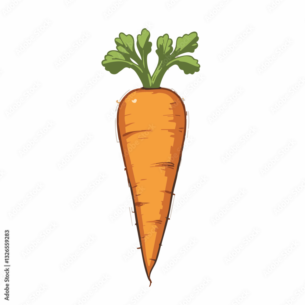 Hand drawn illustration of a single carrot. Vector image Hand drawn illustration of a single carrot. Vector image