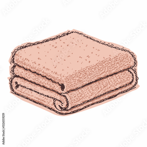 Folded Terry Cloth Towels Illustration. Vector image