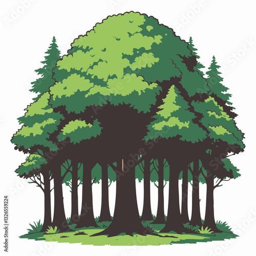 Forest Trees Illustration Graphic Design. Vector image