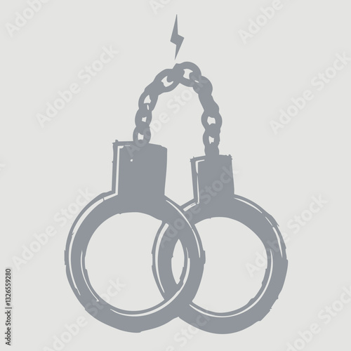 Hand drawn chained handcuffs illustration. Vector image