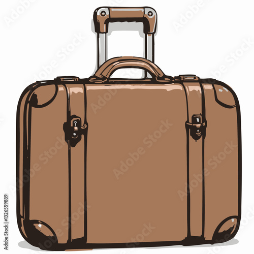 Vintage Suitcase with Retractable Handle. Vector image