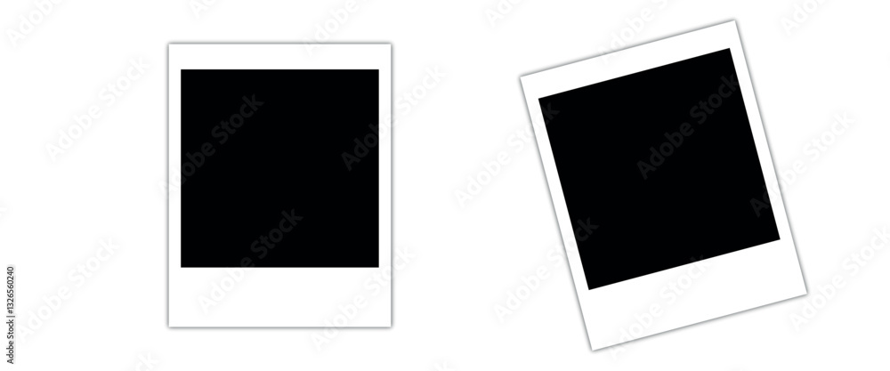Polaroid photo frame on a white background. Blank instant photo template for design and mockups. Vector illustration. Polaroid photo frame on a white background. Blank instant photo template for design and mockups. Vector illustration.