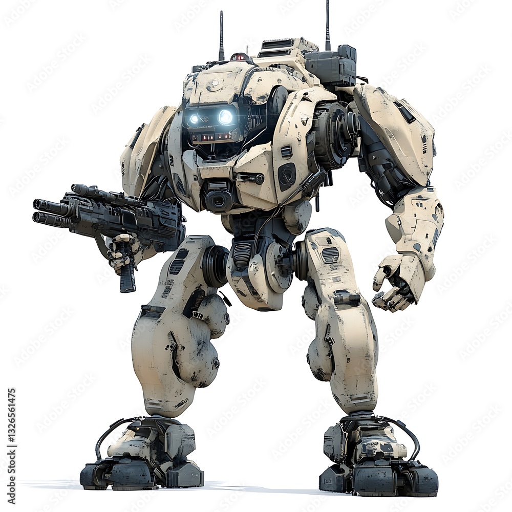 Military Mech: A powerfully designed military mech stands poised and ready, embodying the cutting edge of robotic and technological advancement. With its advanced weaponry and futuristic aesthetic. Military Mech: A powerfully designed military mech stands poised and ready, embodying the cutting edge of robotic and technological advancement. With its advanced weaponry and futuristic aesthetic.