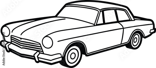 vintage car line art vector, old car outline vector graphic