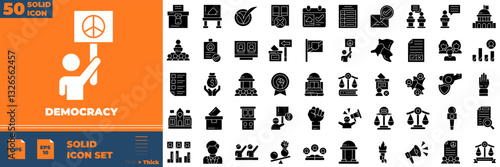 Democracy Solid Editable Icons set