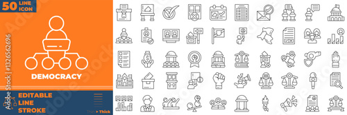 Democracy Line Editable Icons set