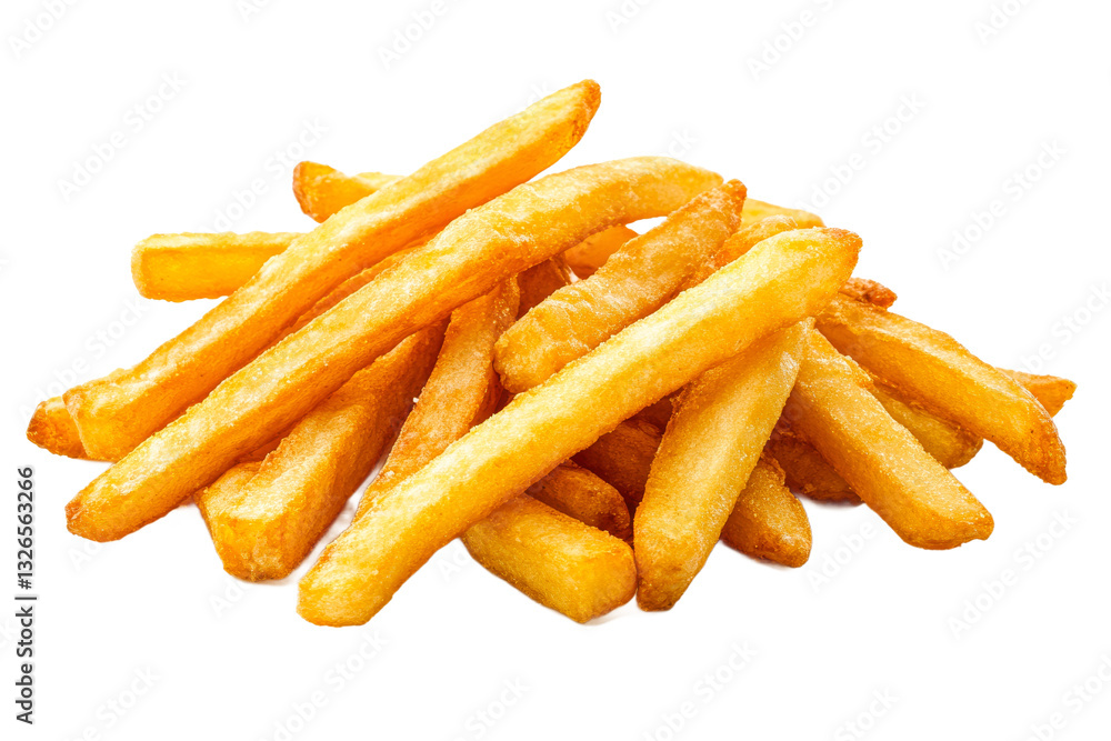 Crispy golden French fries on a transparent background Crispy golden French fries on a transparent background