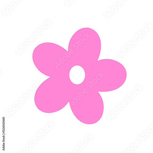 Simple pink flowers on white background