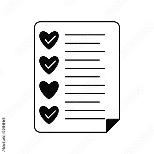 wishlist glyph outline icon with white background vector stock illustration