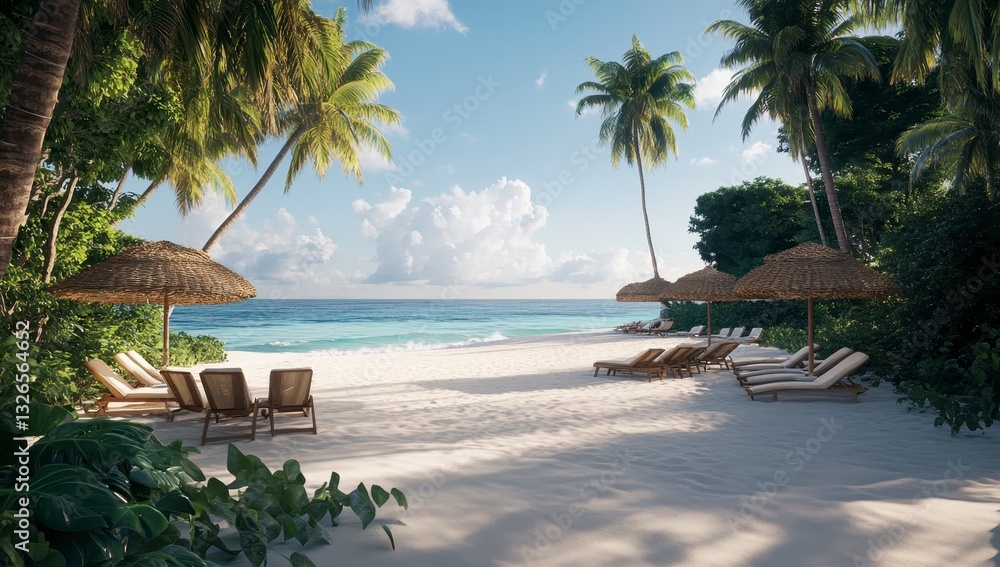 Fototapeta premium tropical beach with palm trees
