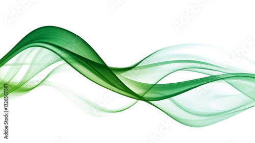 Abstract green wave design on white background. Color flow liquid wave for design brochures, and websites. Abstract flowing curves in green waves against a gradient isolated on a white background