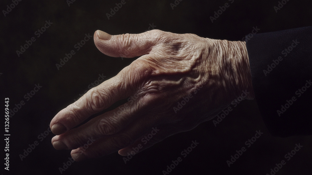 Fototapeta premium A profound representation of time the detailed textures of an elderly hand captured in photorealism