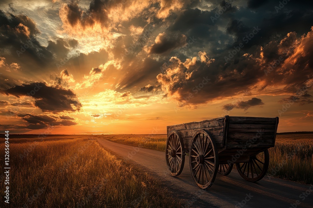 Fototapeta premium carriage in the sunset