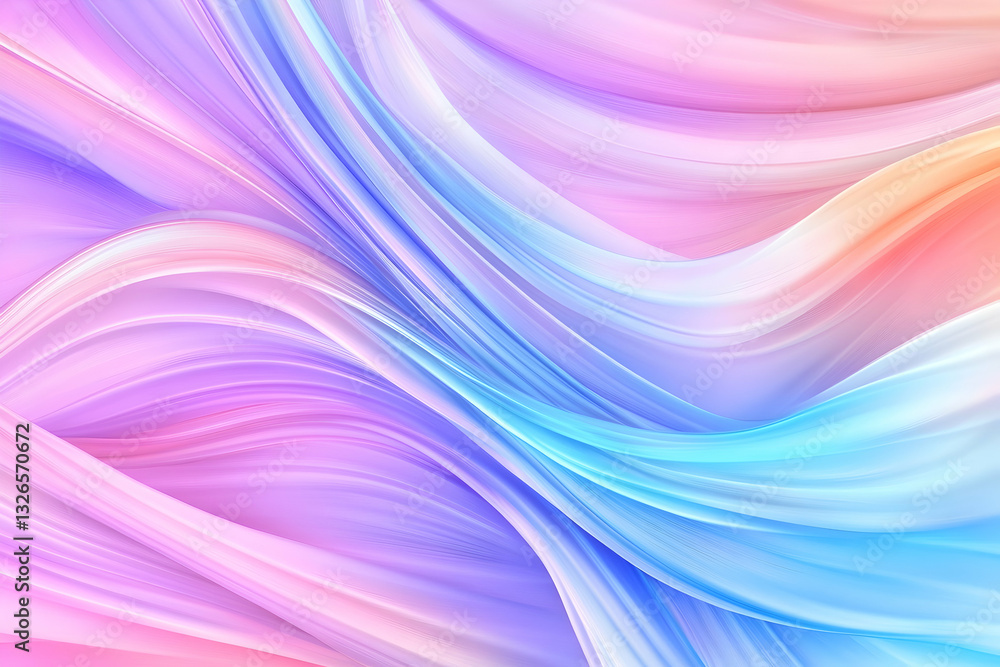 Fototapeta premium Abstract, flowing, pastel colors. Dynamic, vibrant ribbons in a soft, ethereal design