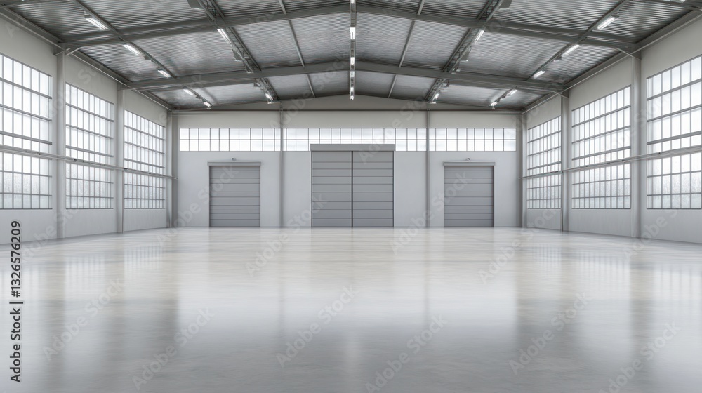 Fototapeta premium Spacious Modern Industrial Warehouse Interior
