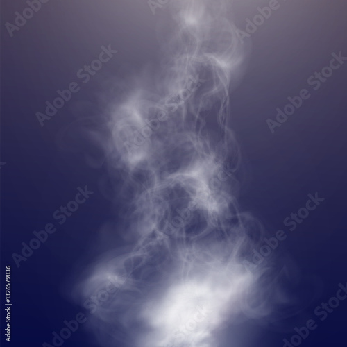 Realistic white smoke on transparent background with soft swirling effect, misty fog, airy vapor, atmospheric haze, drifting smog, subtle steam, floating cloud, delicate fumes.	
