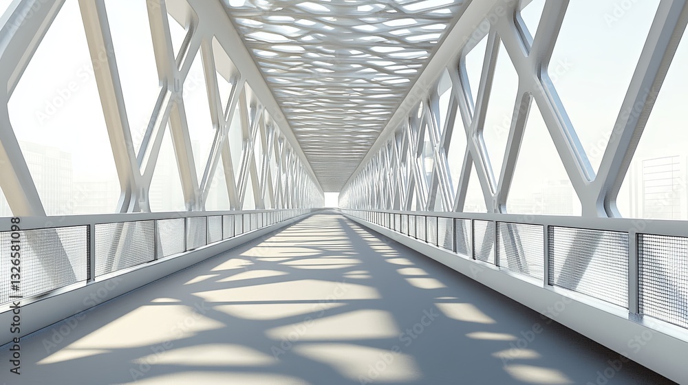 Obraz premium A clean image of a contemporary bridge with geometric patterns and an empty walkway. picture