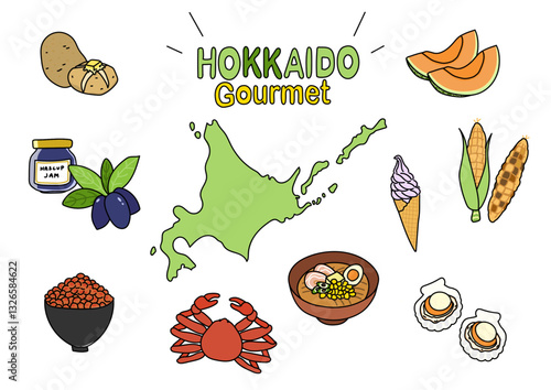 北海道のご当地グルメ・名産　イラストセット