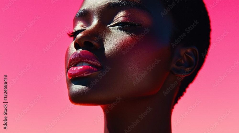 Minimalist Close-Up of Glossy Pink Lips Against a Vibrant Pink Background Capturing Elegance and Sophistication Minimalist Close-Up of Glossy Pink Lips Against a Vibrant Pink Background Capturing Elegance and Sophistication