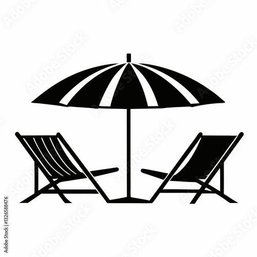 beach chair and umbrella icon vector illustration design vector illustration graphic design