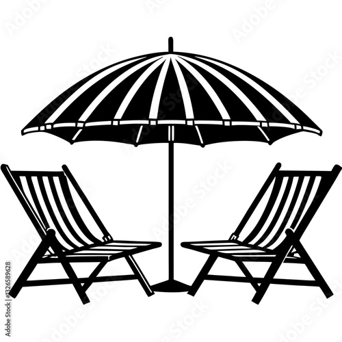 beach chair and umbrella icon vector illustration design vector illustration graphic design